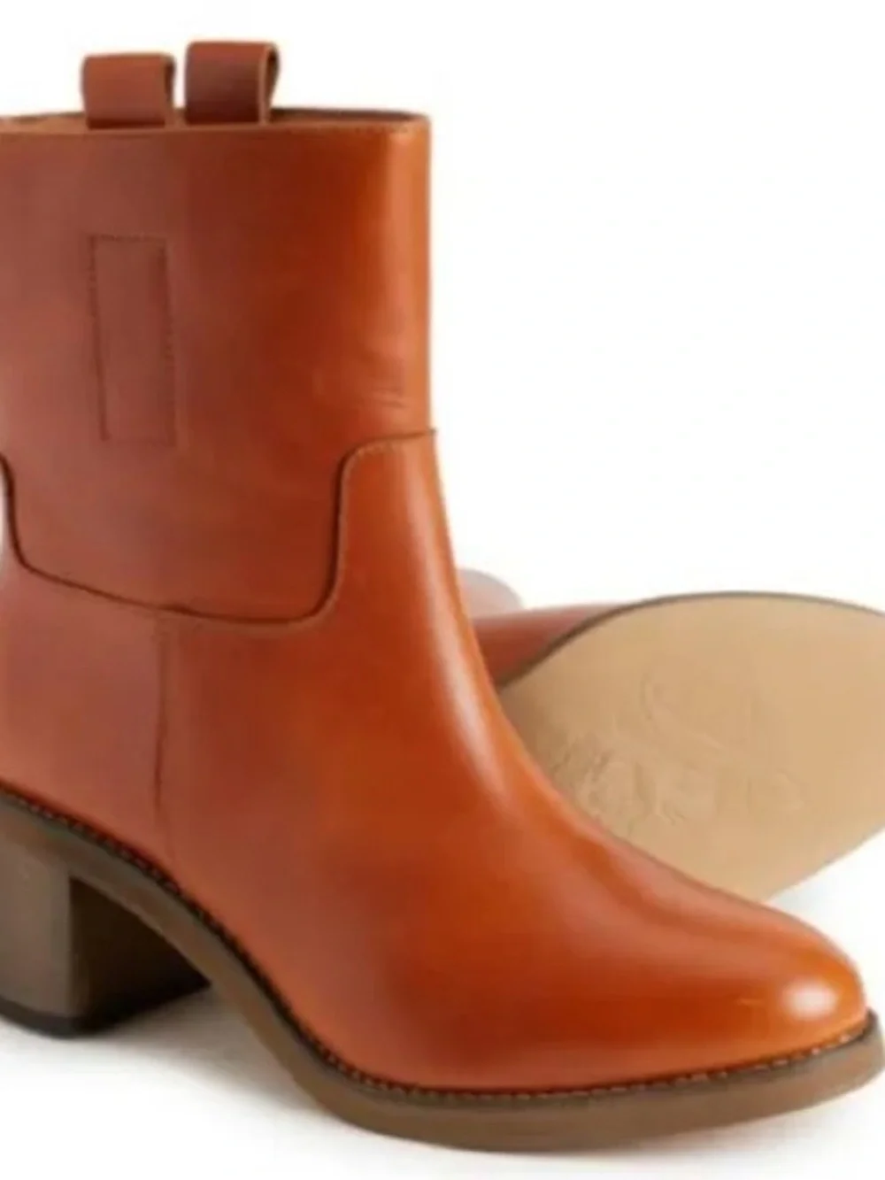 Free People women Cognac Leather Heeled Boots US 9 - Picture 5 of 14
